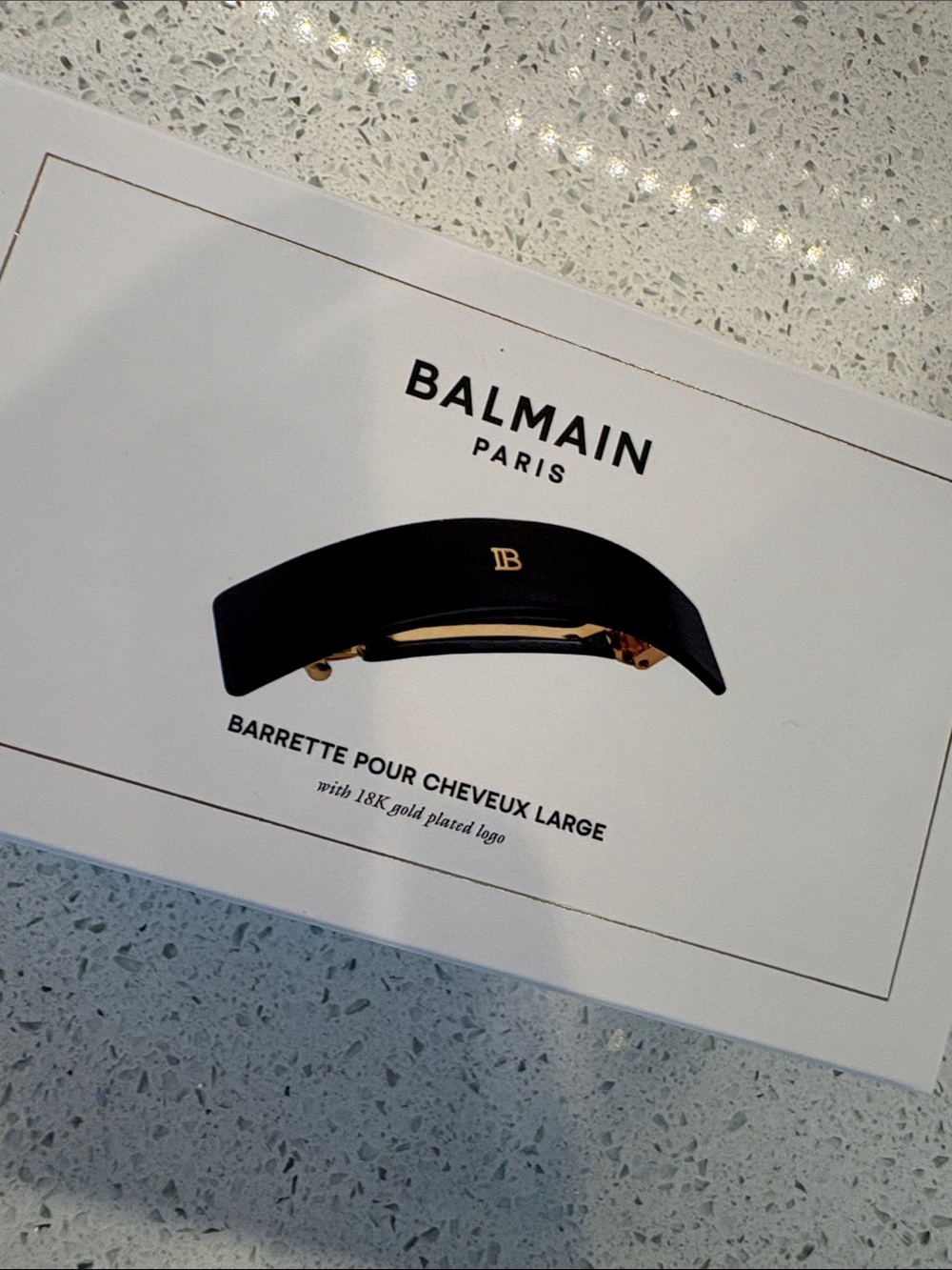 Balmain Black Hair Barrette with Gold Initial